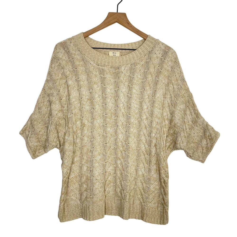 Pins and Needles Pullover Sweater Women's Size XS/S Beige Cable Knit Crew Neck
